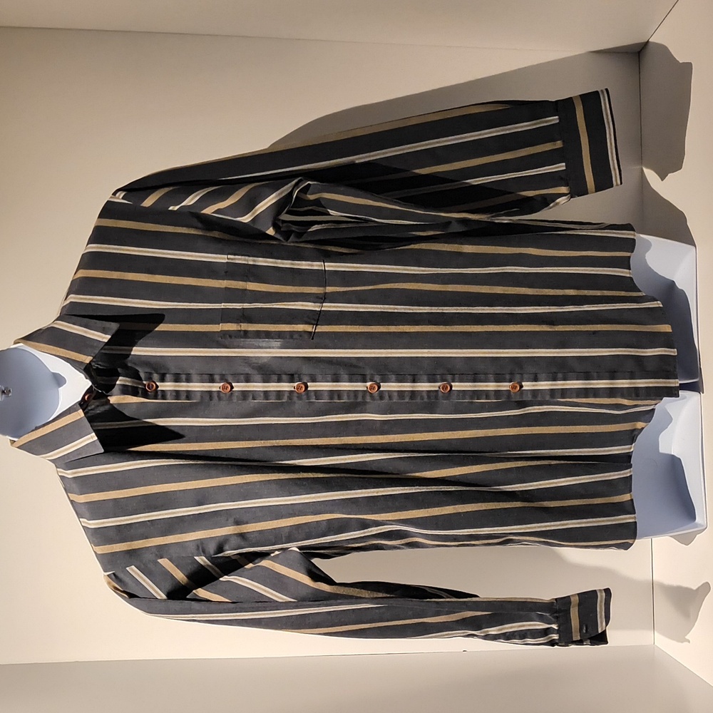Expressions International men's long sleeve button-up shirt large stripes